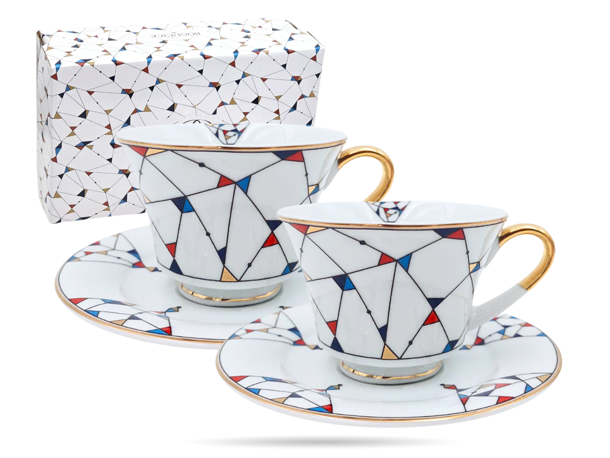 Filiżanki ze spodkiem 250 ml 2 szt Arlekin PORCELANA BOGUCICE
